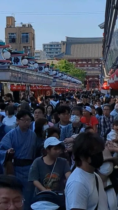 Many tourists visit Asakusa.